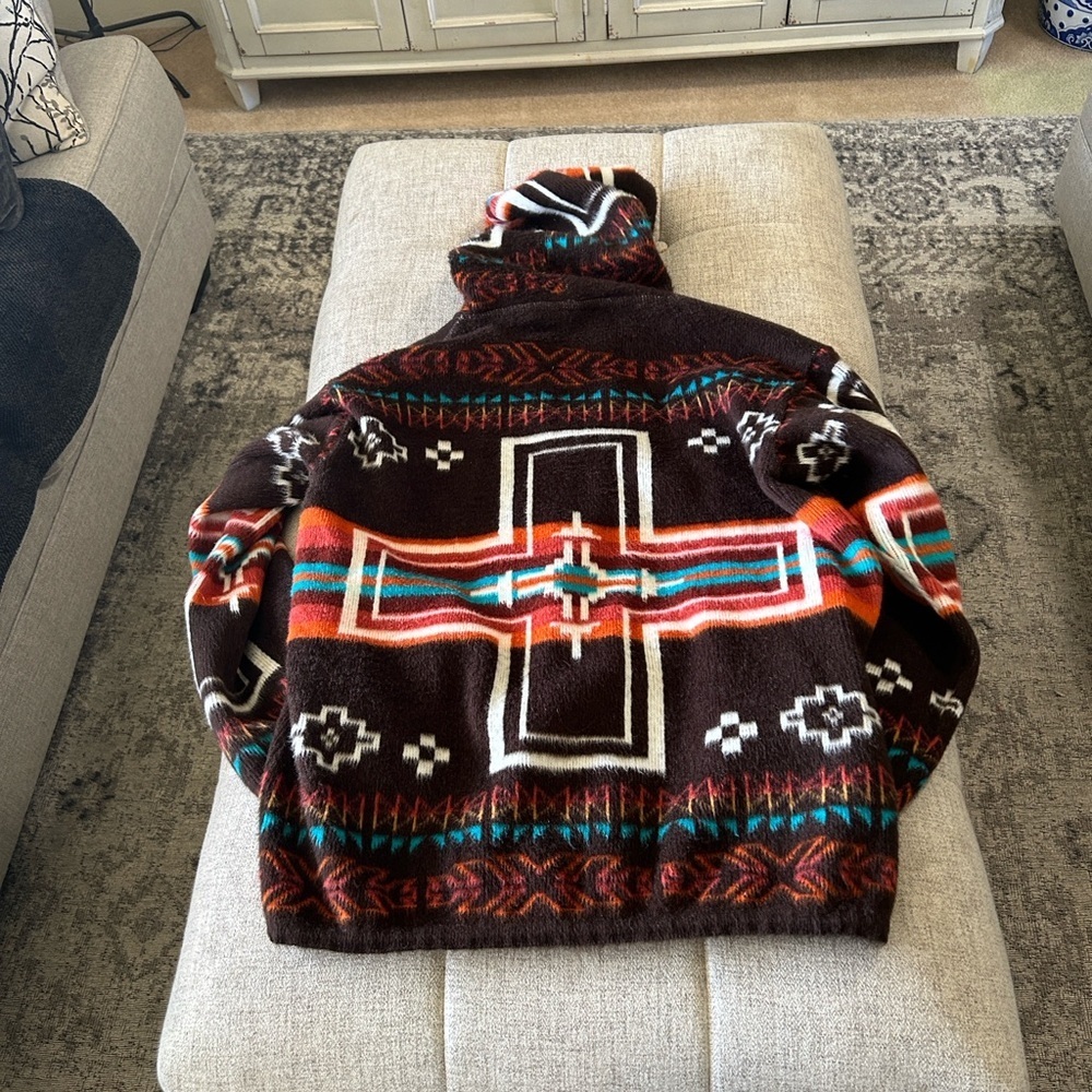 EARTH RAGZ SOUTHWESTERN AZTEC FULL ZIP HOODIE  WOOL AND COTTON BLEAN SZ XL